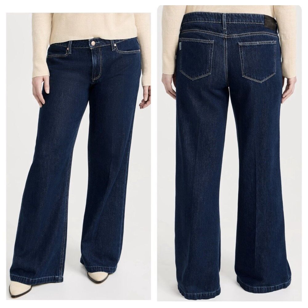 RARE Paige Denim Sonja Jolene Pockets Wide Leg‎ Denim In Charmaine Size 33 NWT